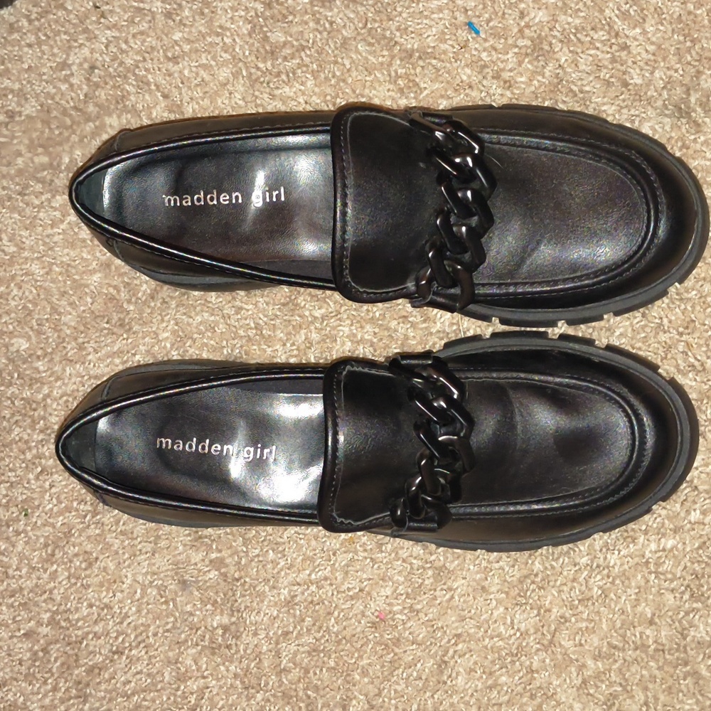 Madden Girl Black Chunky Loafers